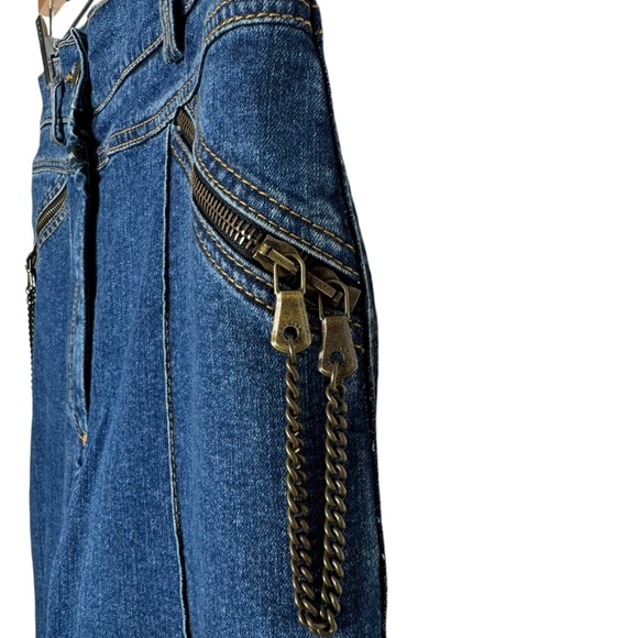 Dolce & Gabbana | Vintage 2000’s Pintuck Chain Zip Jeans Blue Denim IT38/US 2 - Picture 7 of 12